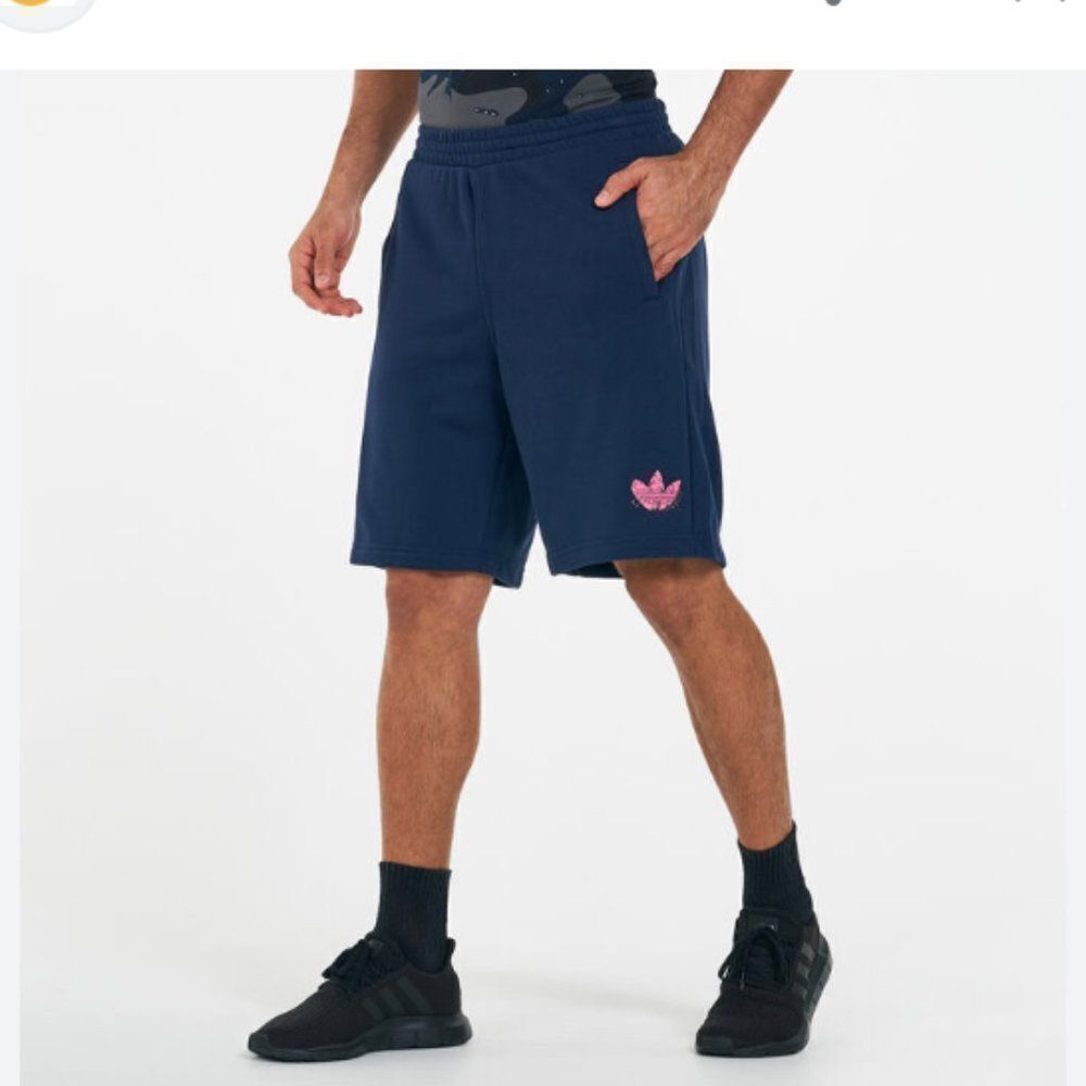 Adidas Mens Navy Cotton Blend Gym Shorts 29” Waist 11” Rise 9” Inseam Unisex